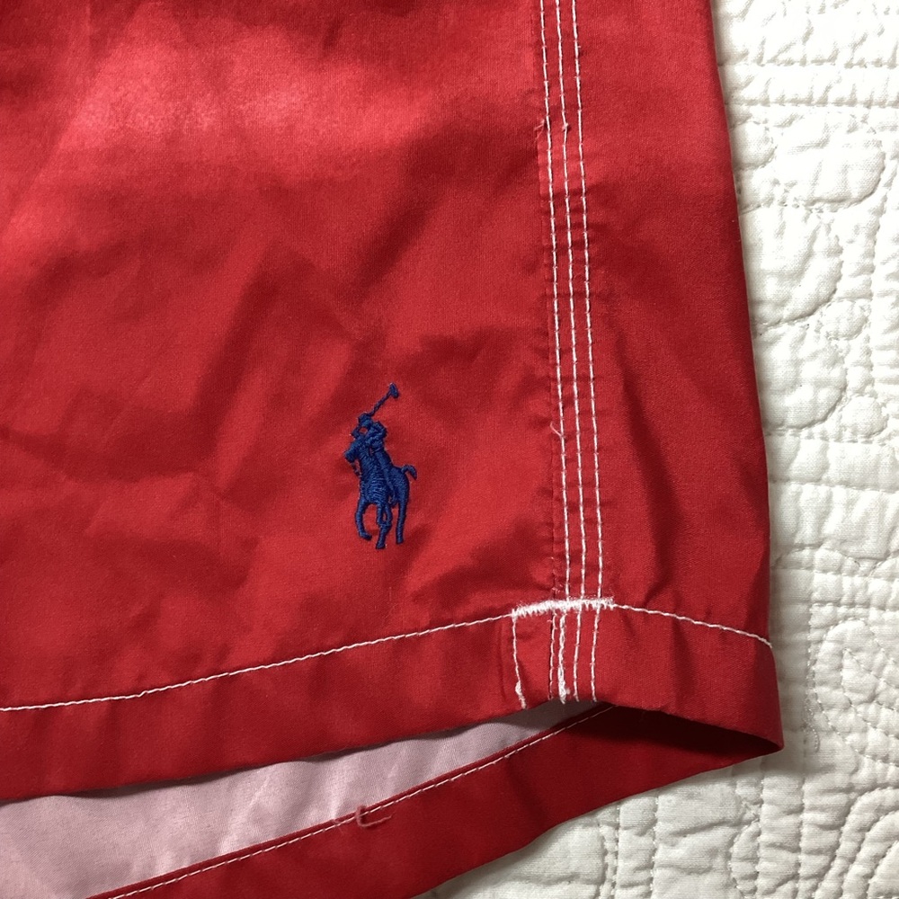 Polo Ralph Lauren Mens Ombre Swim Trunks Size M Red White Blue Tie Pockets Lined - Picture 11 of 15